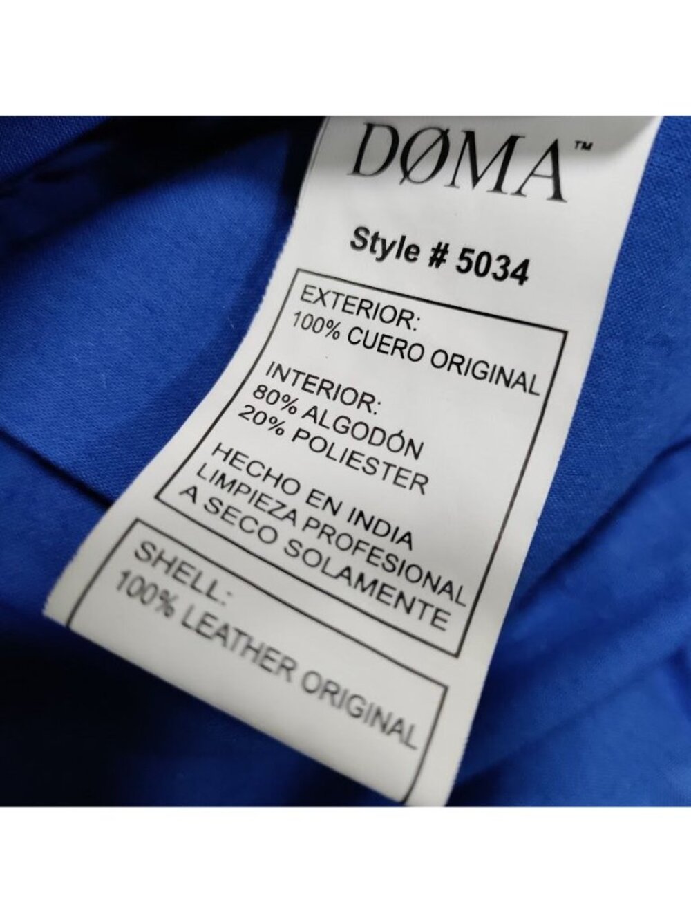 Doma Womens Blue Leather Moto Jacket XS With Zipper Details & Asymmetrical Front - Picture 6 of 15